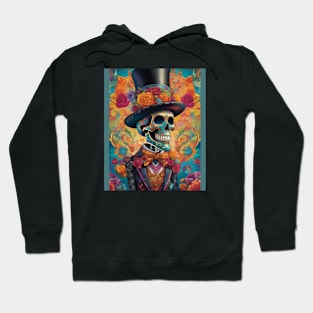 Dapper Skeleton Elegance: Day of the Dead Celebration Hoodie